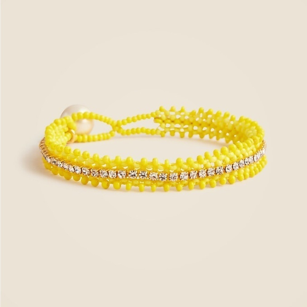 J Crew Beaded faux-pearl bracelet Yellow